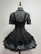 Dark Lord - Gothic Lolita Striped JSK Set, Skull Print - image 3