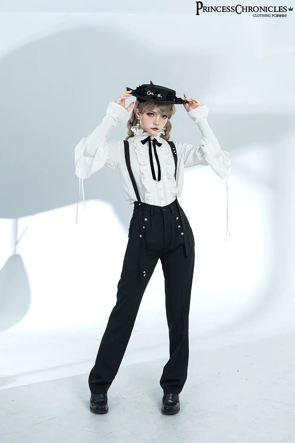 Xuan Yin - Vintage Ouji Lolita White Shirt & Black Pants - image 1