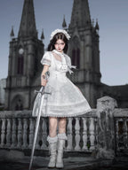 White Classic Lolita Printed OP Dress with Cross - image 15