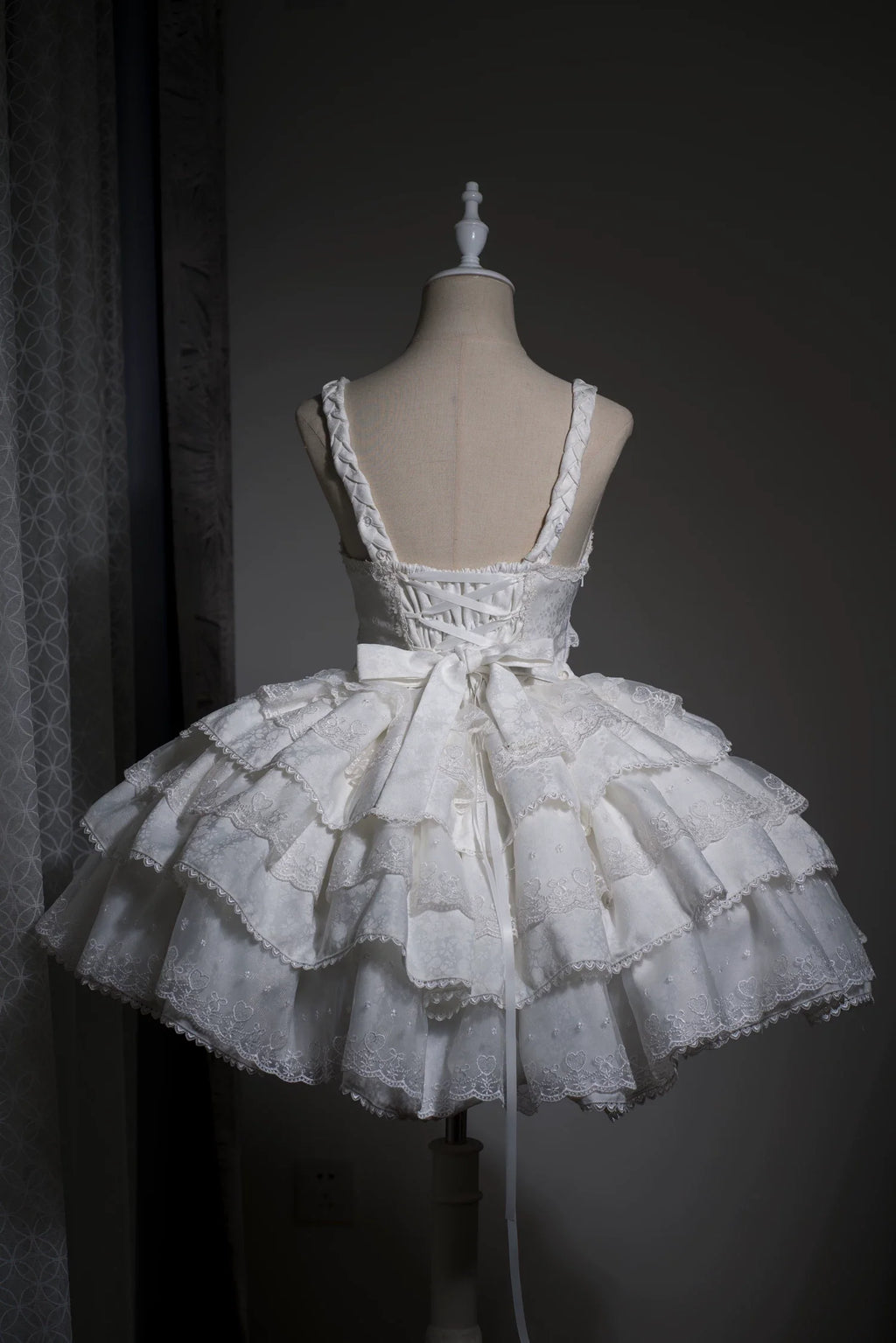 Mori Isle - Solid Gothic Lolita JSK Dress, Embroidered Lace - image 2