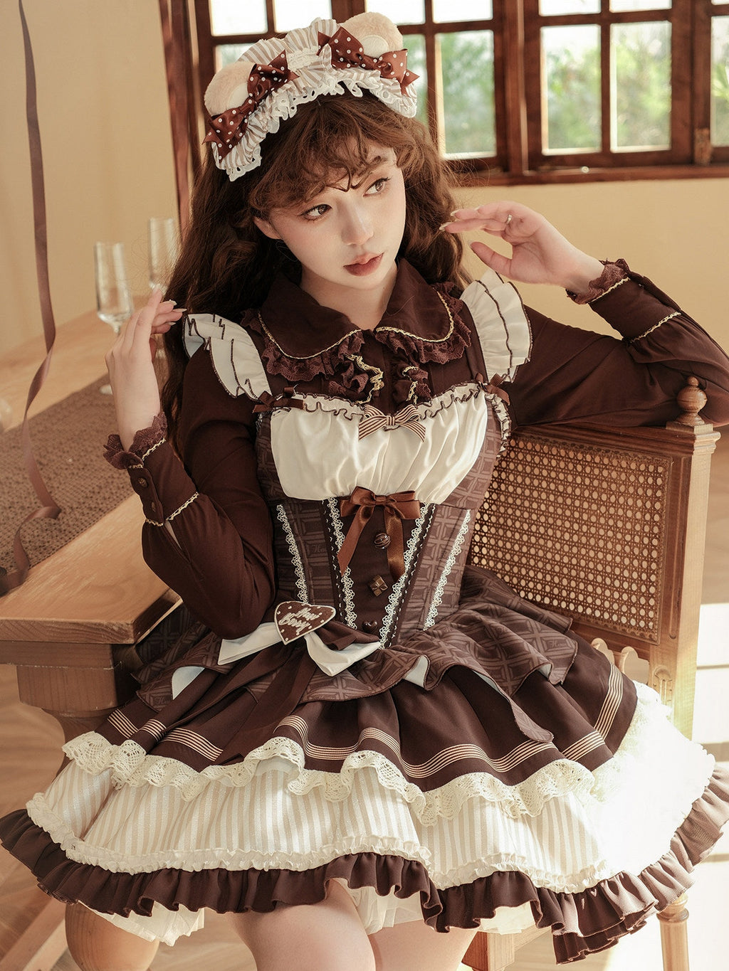 Mint Chocolate Frou Frou Brown Blue Bustle Petticoat JSK KC Sweet Lolita Dress and Accessories - image 14
