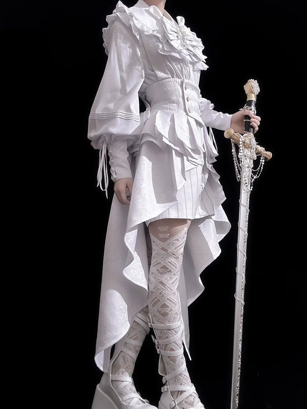 Rabbit Theater White Moonlight - Ouji Lolita Shorts Set, Rabbit Hat - image 2