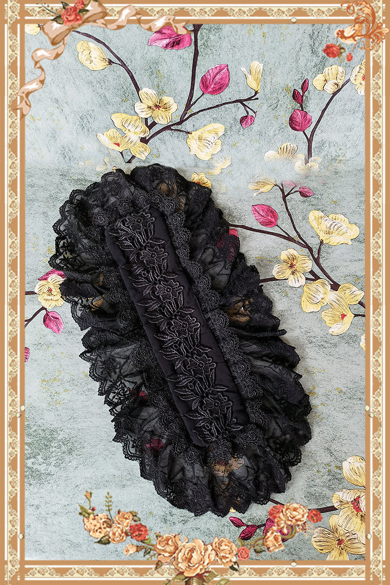 Doll-like Old-School Lolita OP Dress, Patchwork Sleeve and Accessories - image 12