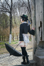 Gothic Lolita Black Cropped Cardigan Jacket - image 6