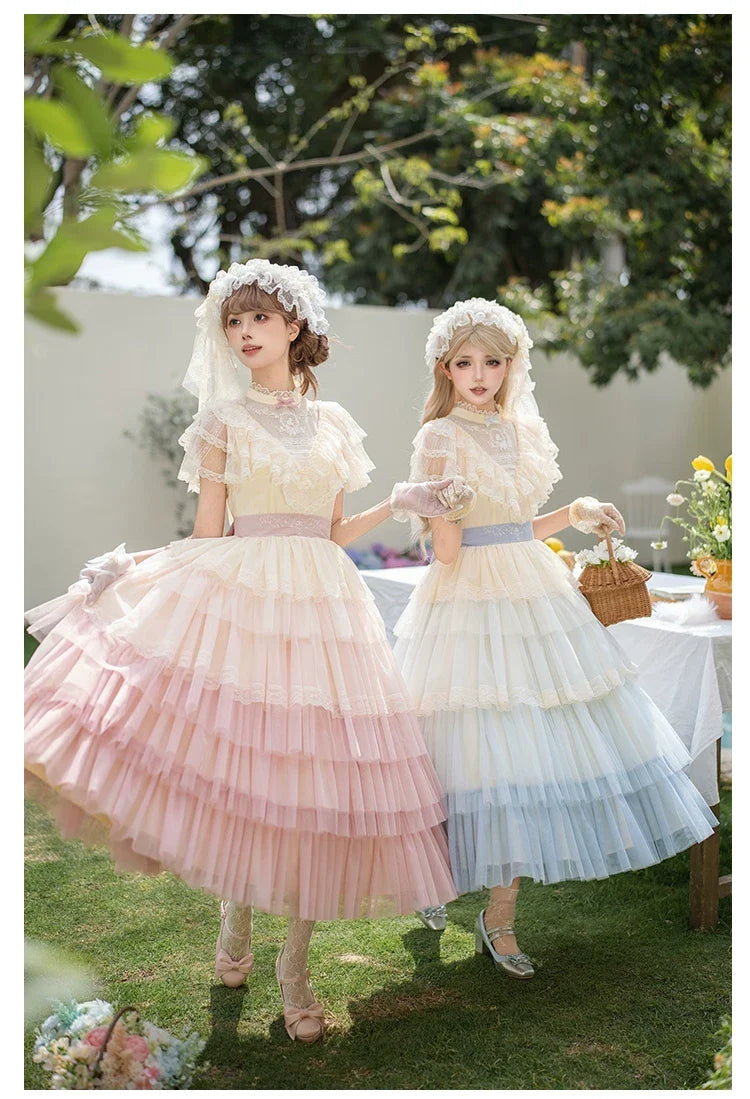 True Vow Embroidered Classic Lolita Dress with Layered Gradient Hem and Accessories - image 7