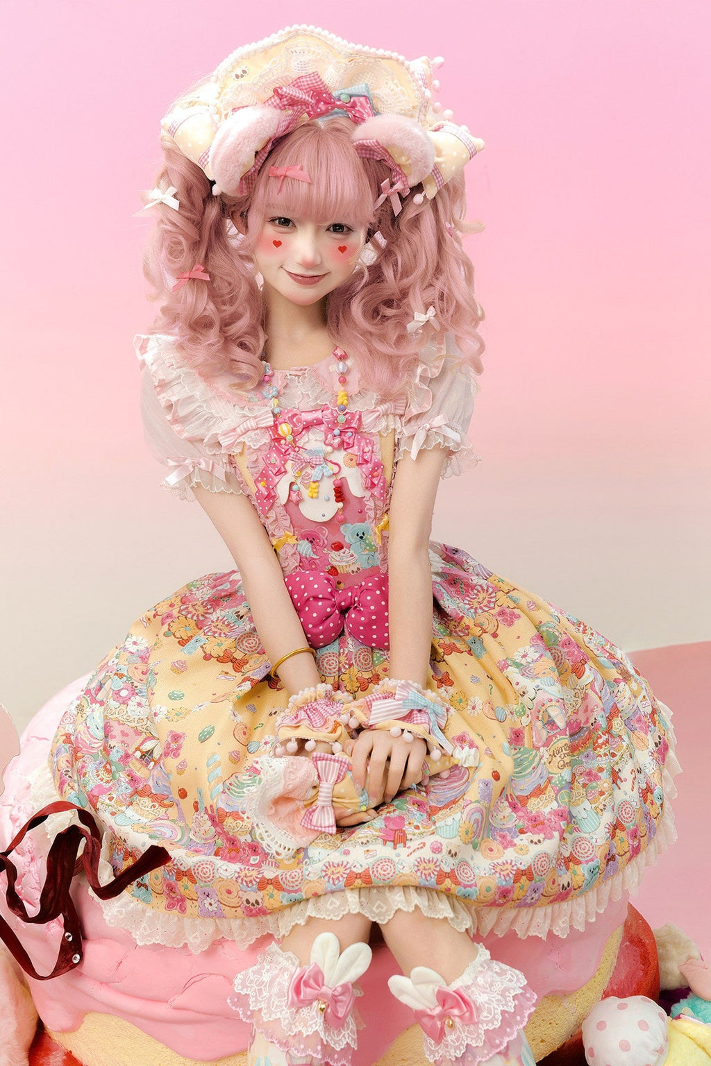 Sweet Candy House Yellow Unicorn Print Sweet Lolita Suspender JSK - image 2
