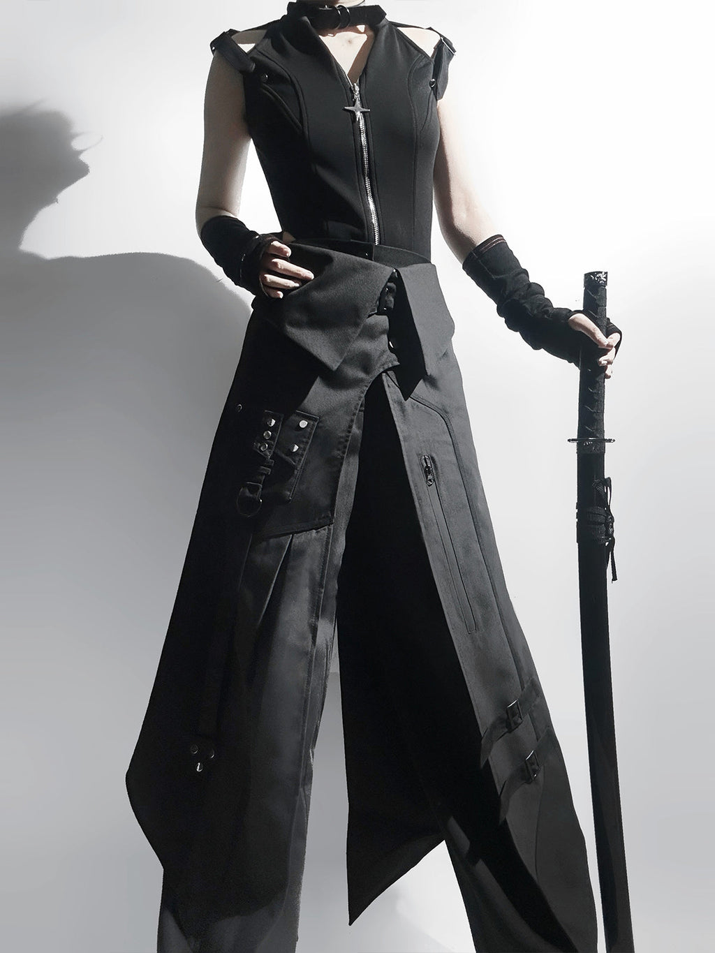 Nightblade Black Ouji Lolita Apron Pants Suit - image 8