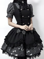 Dark Lord - Gothic Lolita Striped JSK Set, Skull Print - image 13