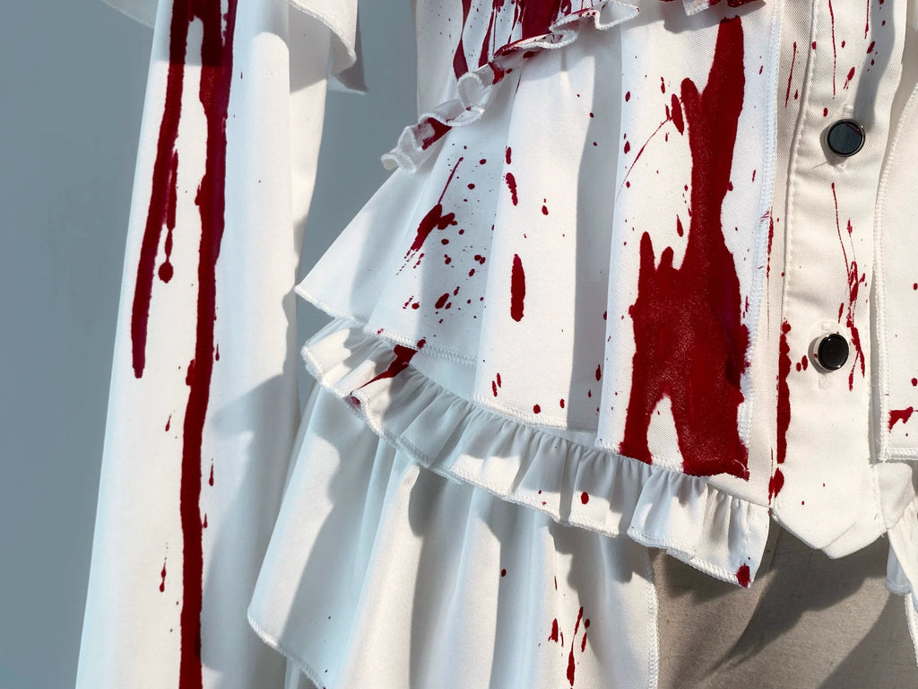 Echo of Deep Sea - Satin Ouji Lolita Trailing Blouse, Solid or Blood Stain Style - image 19