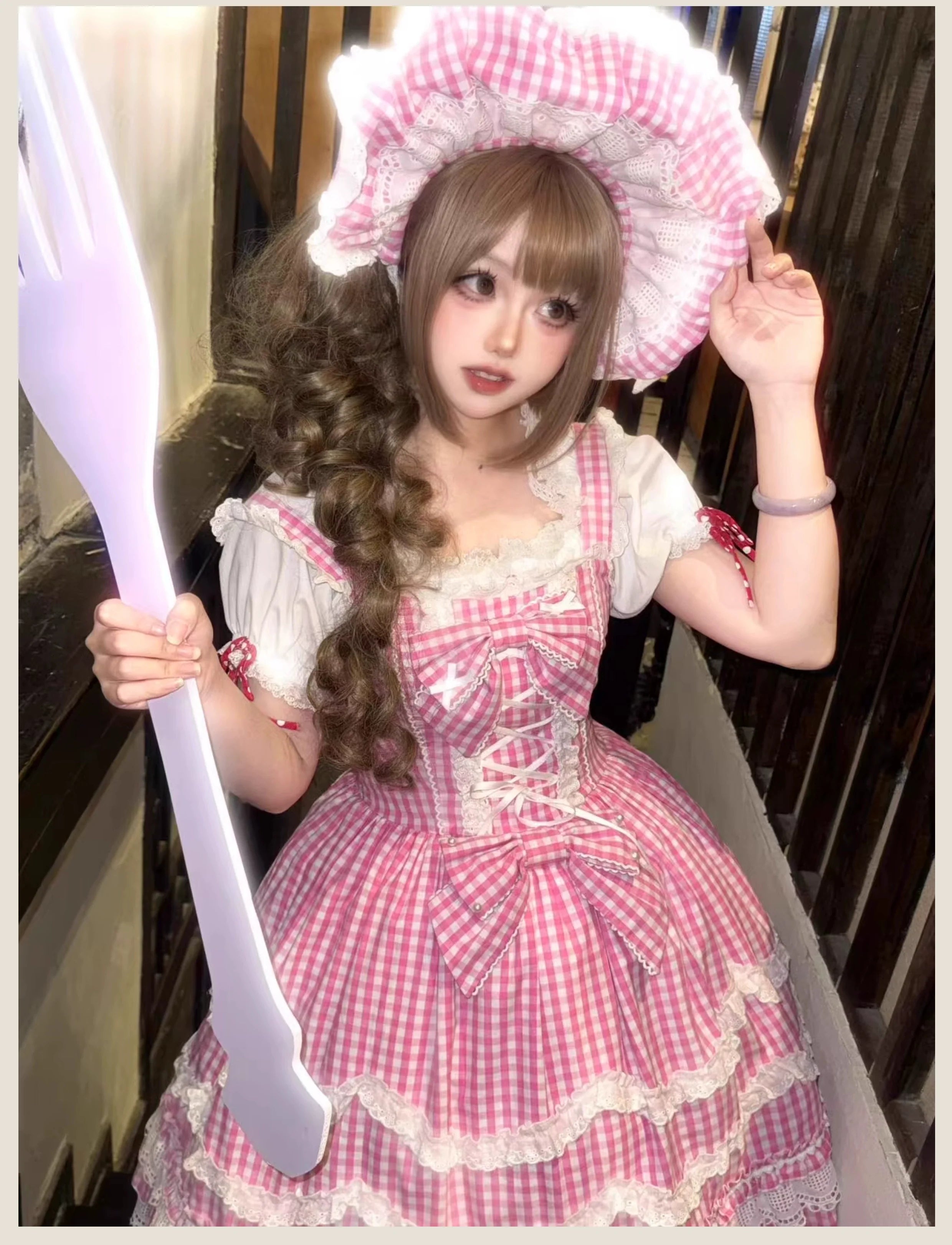 Plaid Baileys - Pink Plaid Old School Lolita JSK Dress - image 15