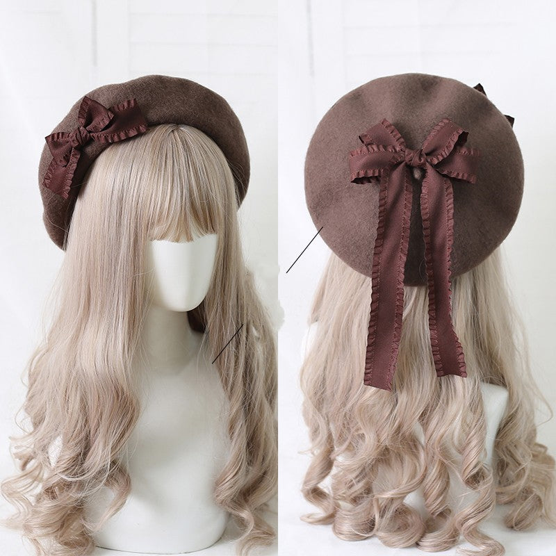Sweet Bow Multicolors Lolita Wool Beret - image 1