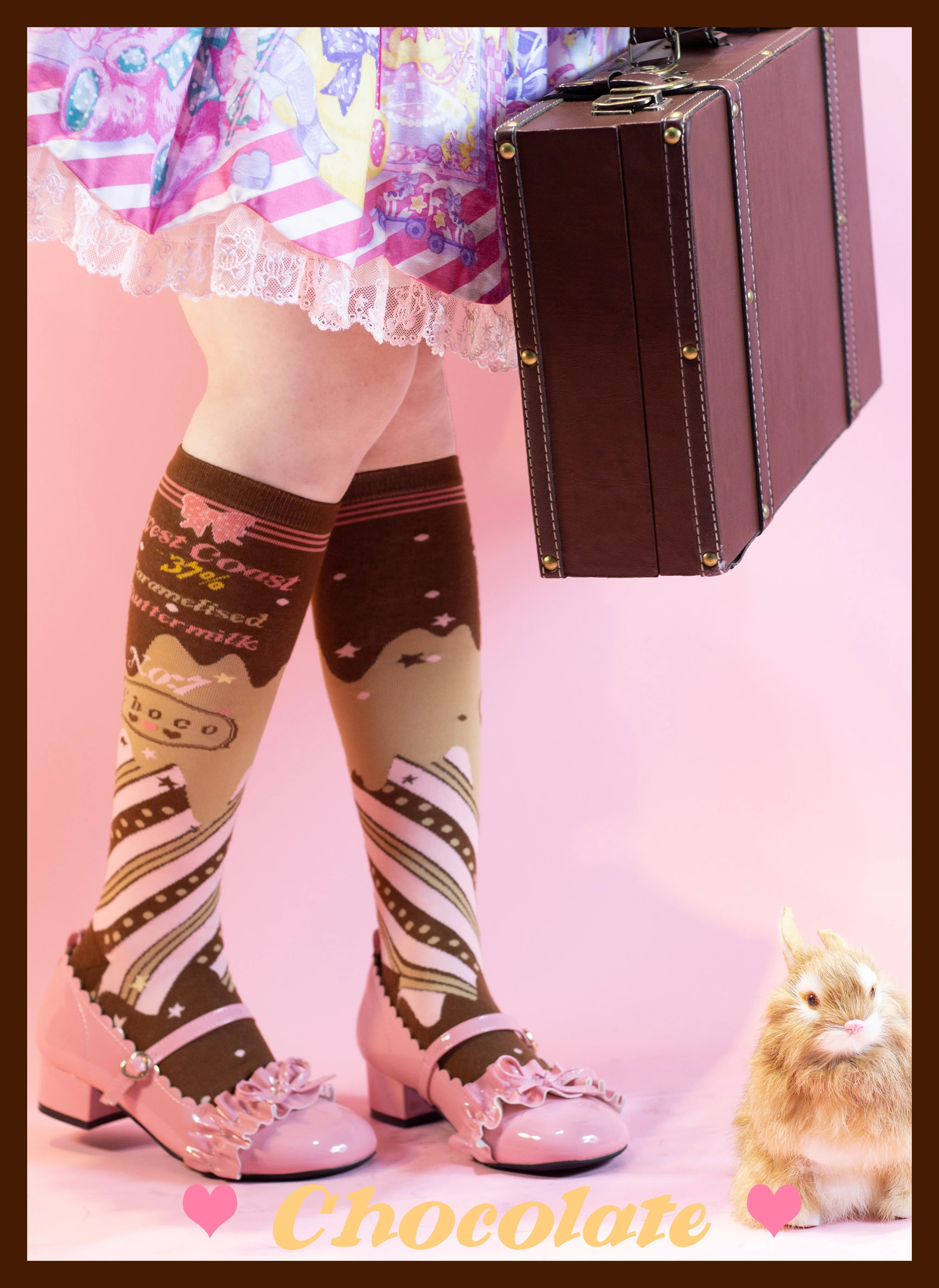 Kawaii Lolita Chocolate Color Cotton Socks - image 38