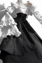 Dark Gothic Lolita Ruffle Blouse and Skirt Set - image 4
