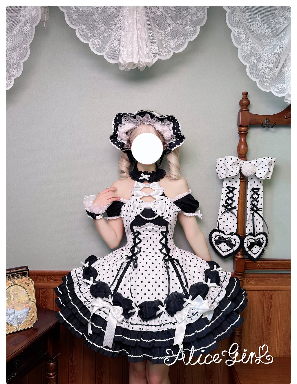 Old School Lolita Halter Neck OP Dress, Polka Dot Accent - image 28
