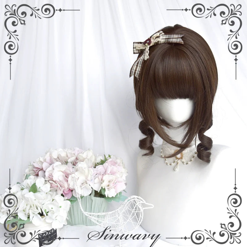 Fairy Tale Town - Classic Lolita Dark Brown Curly Twin-Tail Wig - image 2