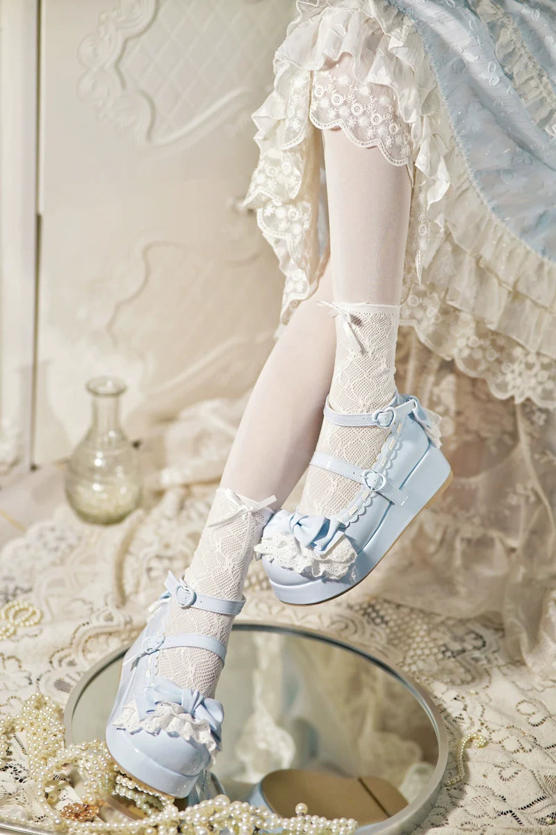 Milky Puff - Sweet Lolita Heels Shoes, Round Toe With Petite Wedge - image 16