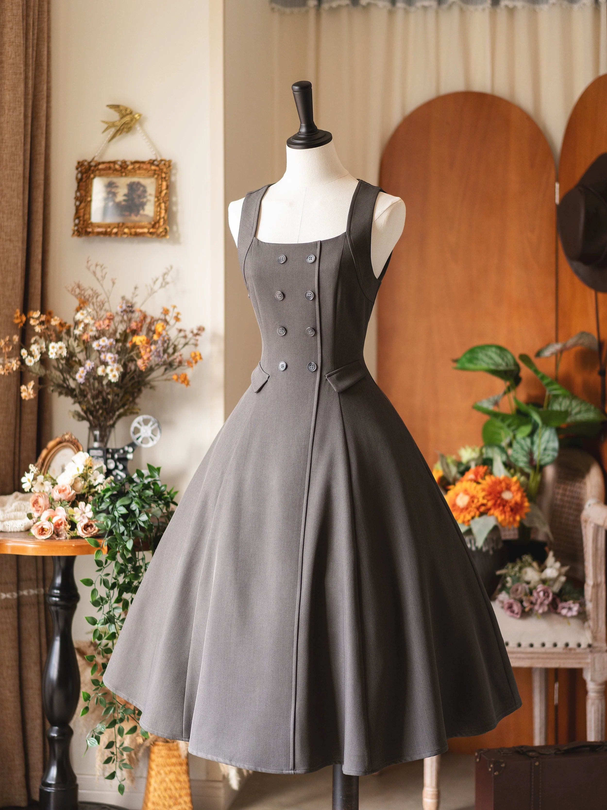 Foggy Forest - Elegant Lolita A-line JSK Dress, Side Pockets - image 1