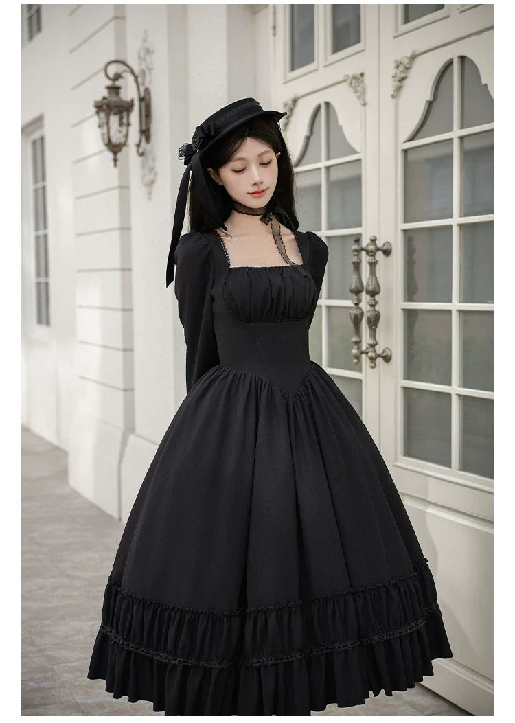 Audrey's Reply - Classic Lolita Square Neck OP, Detachable Embroidered Collar and Accessories - image 17