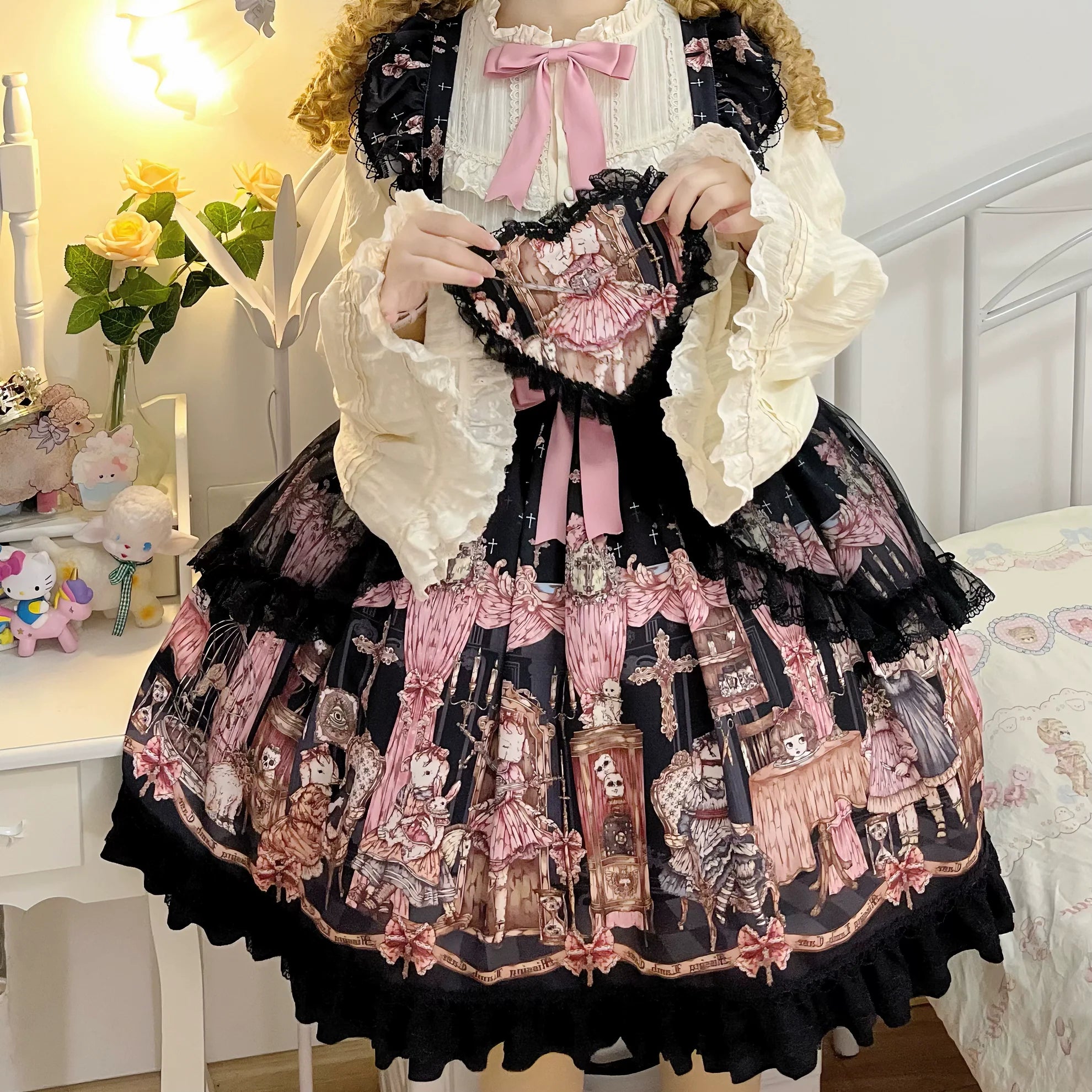 Missing Lamb Case - Gothic Lolita Dress Set with Sheep Prints - image 31