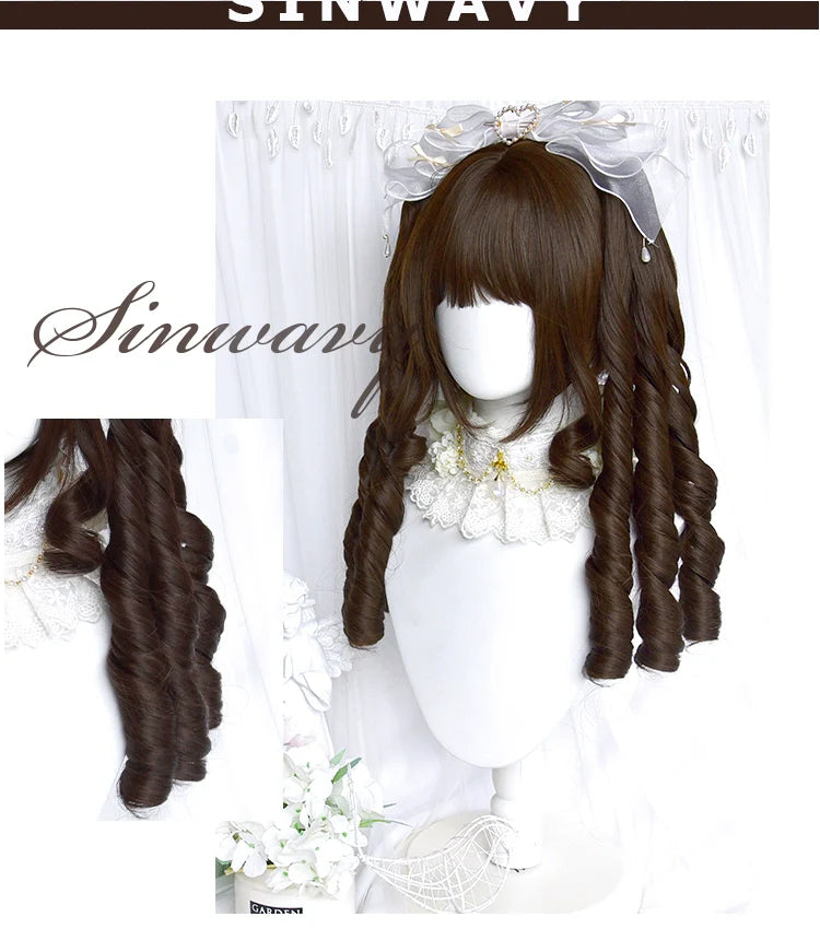 Fairy Tale Town - Classic Lolita Dark Brown Curly Twin-Tail Wig - image 6