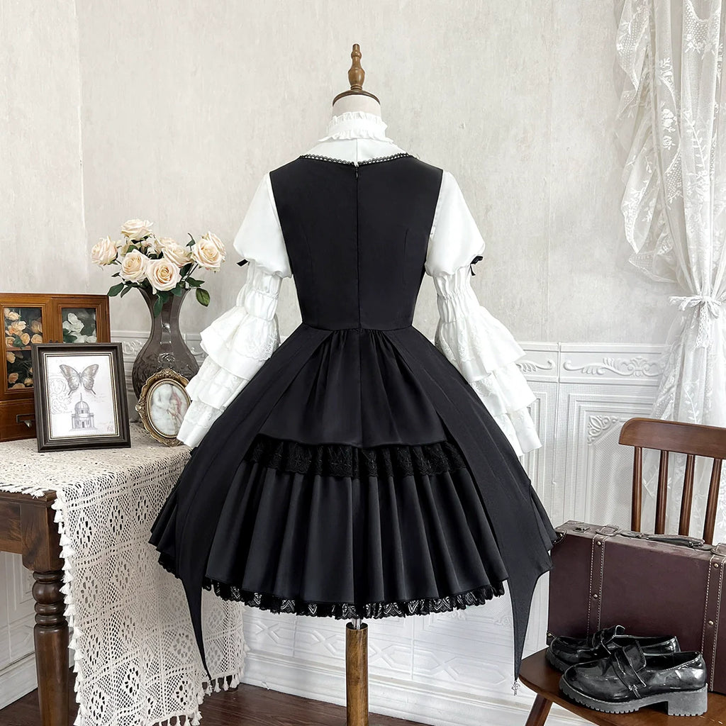 Dawn Witch - Black Gothic Lolita JSK Dress + White Blouse - image 6