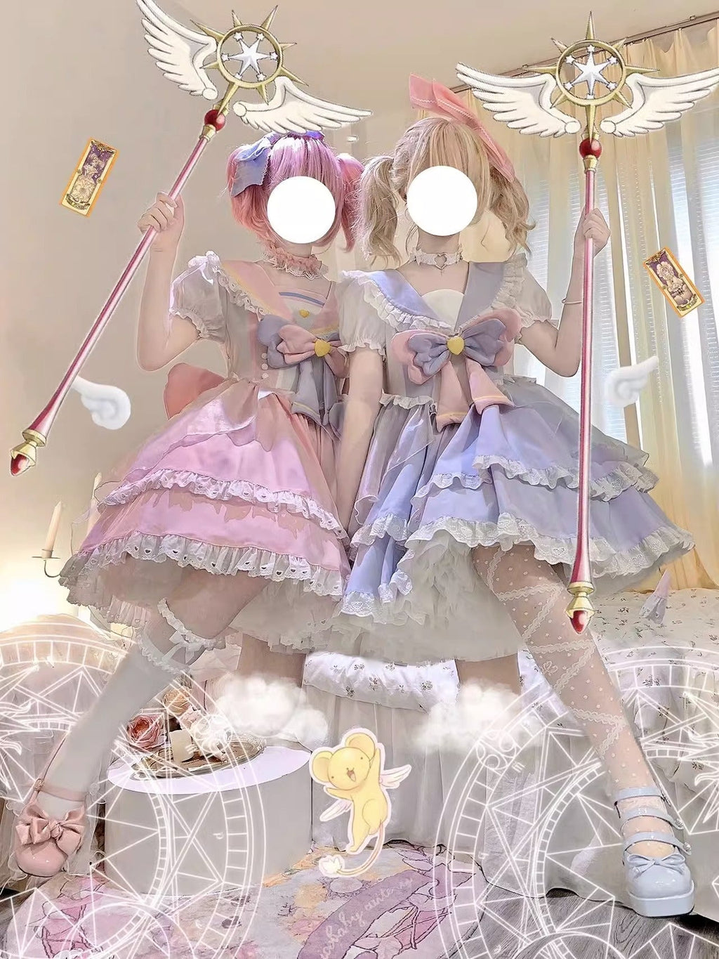 Sweet Lolita OP Dress Navy Collar Pastel Tiered Dress - image 11