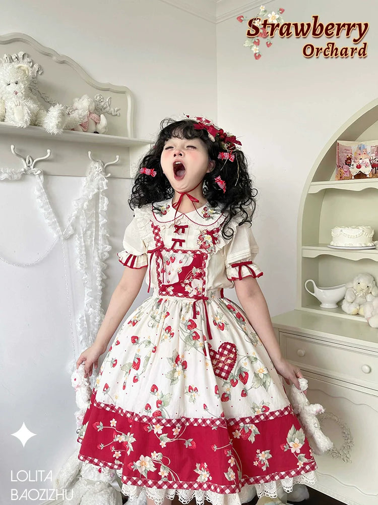 Sweet Lolita Shirt Strawberry Embroidery Ivory Blouse - image 13
