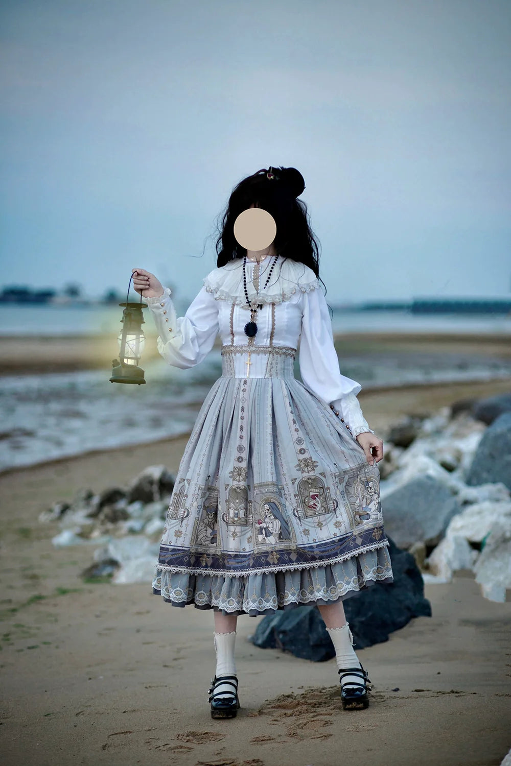 Demon Hunting Notes - Fishbone Gothic Lolita Skirt - image 25