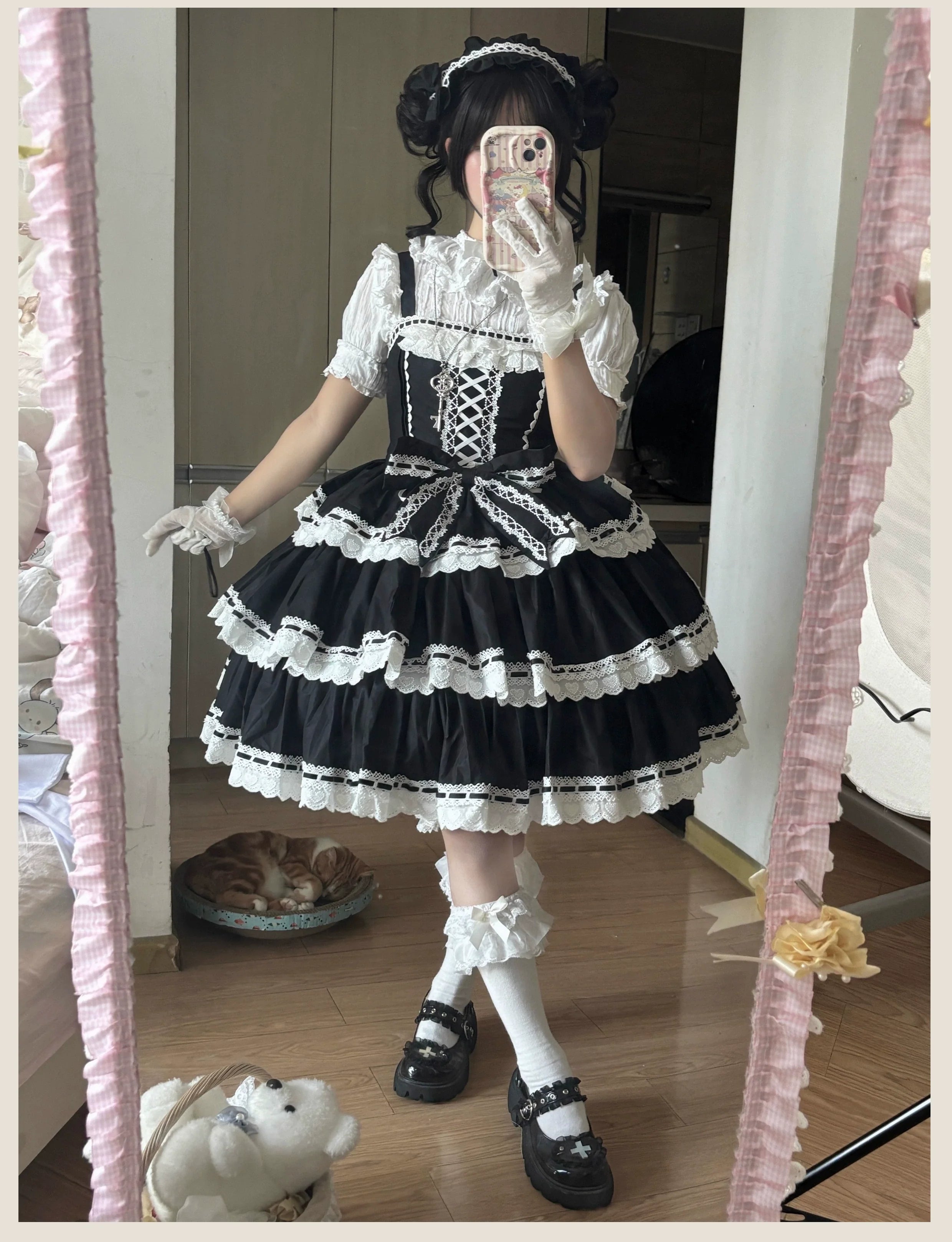 Otome Heart Cotton Old School Lolita JSK Dress Suit and Accessories - image 4