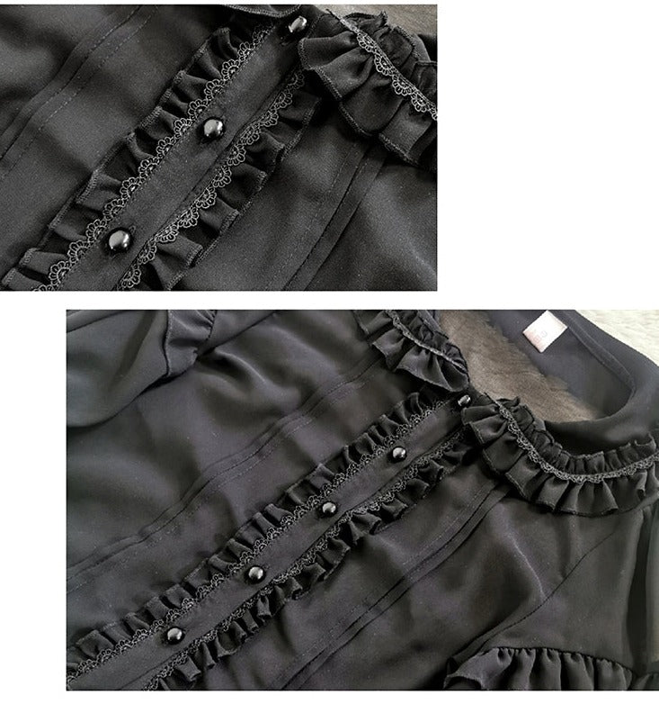 Plus Size Lolita Shirt Mutton Sleeve Lace Blouse - image 8