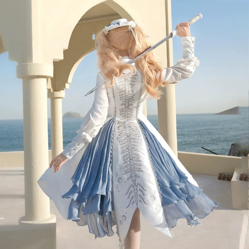 Crumbling Skeleton - Ouji Lolita Fishbone Embroideried Vest & Pants Suits - image 19
