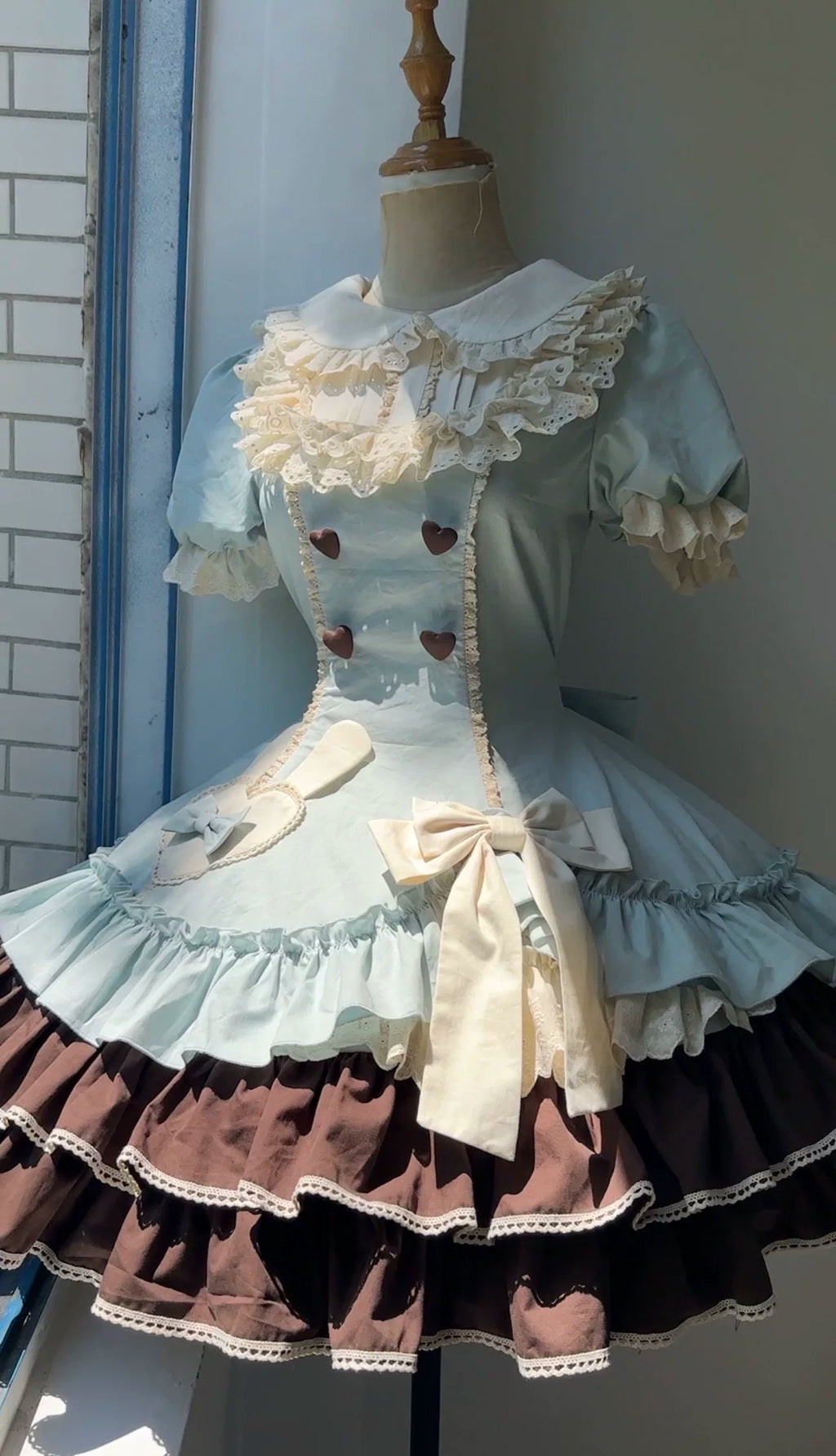 Creamy Bud - Old School Lolita OP Dress, Bunny Ear Heart Accent - image 10