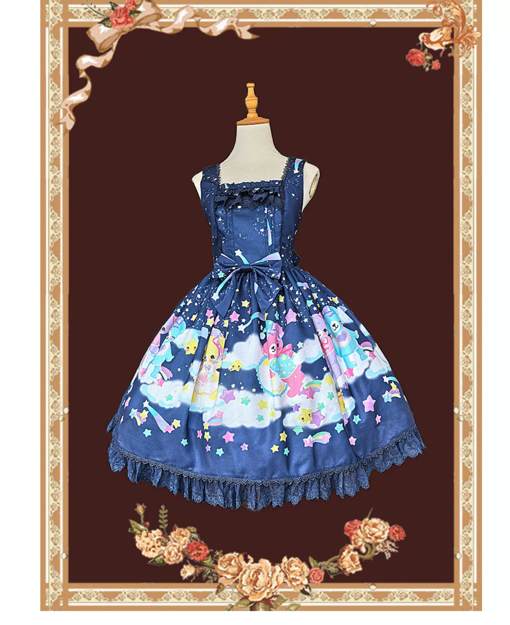 Sleepy Bear - Kawaii Lolita Bear and Star Printed Dress and Accessories - image 5