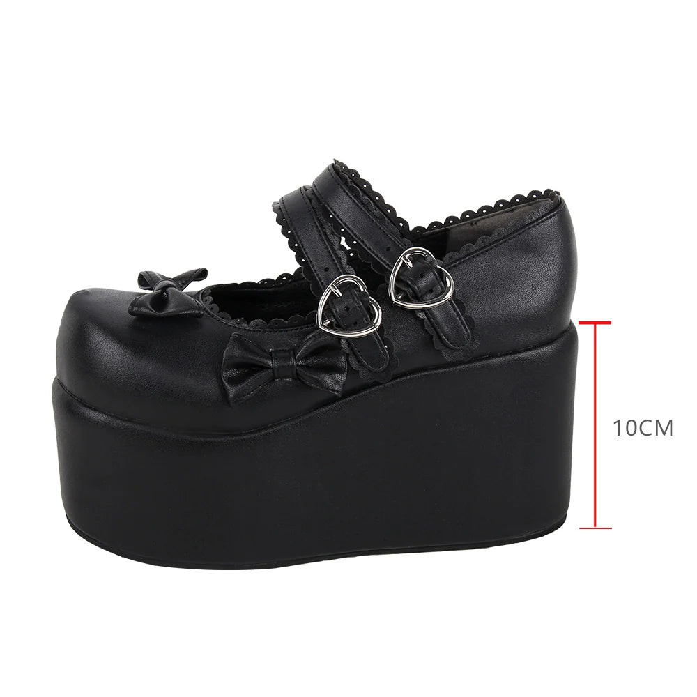 Angelic Imprint - Punk Lolita Shoes High Platform Shoes with Bow - image 7