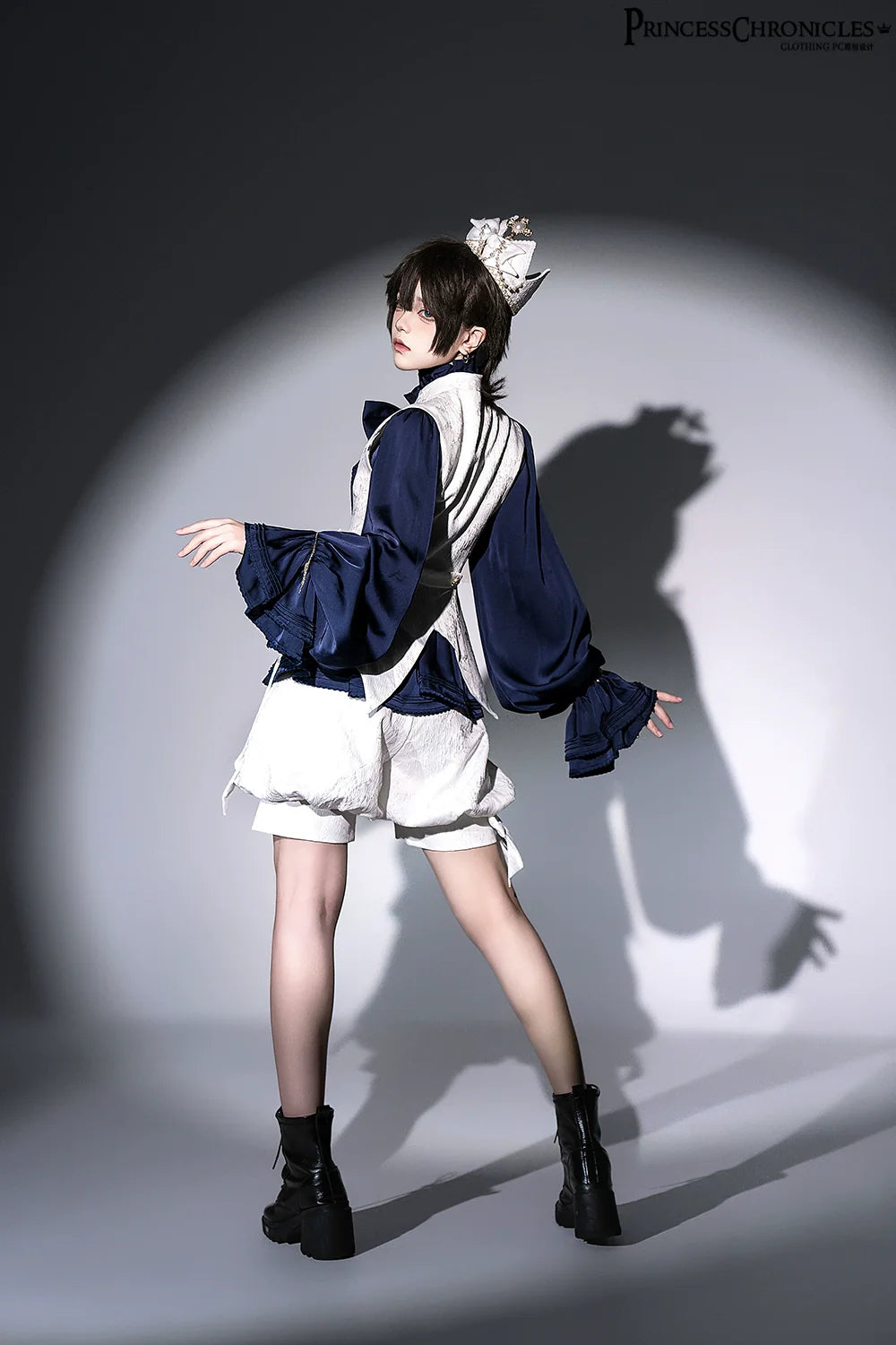 Rabbit Hunter - Ouji Lolita Shirt Sapphire Blue Long Sleeve Blouse - image 6