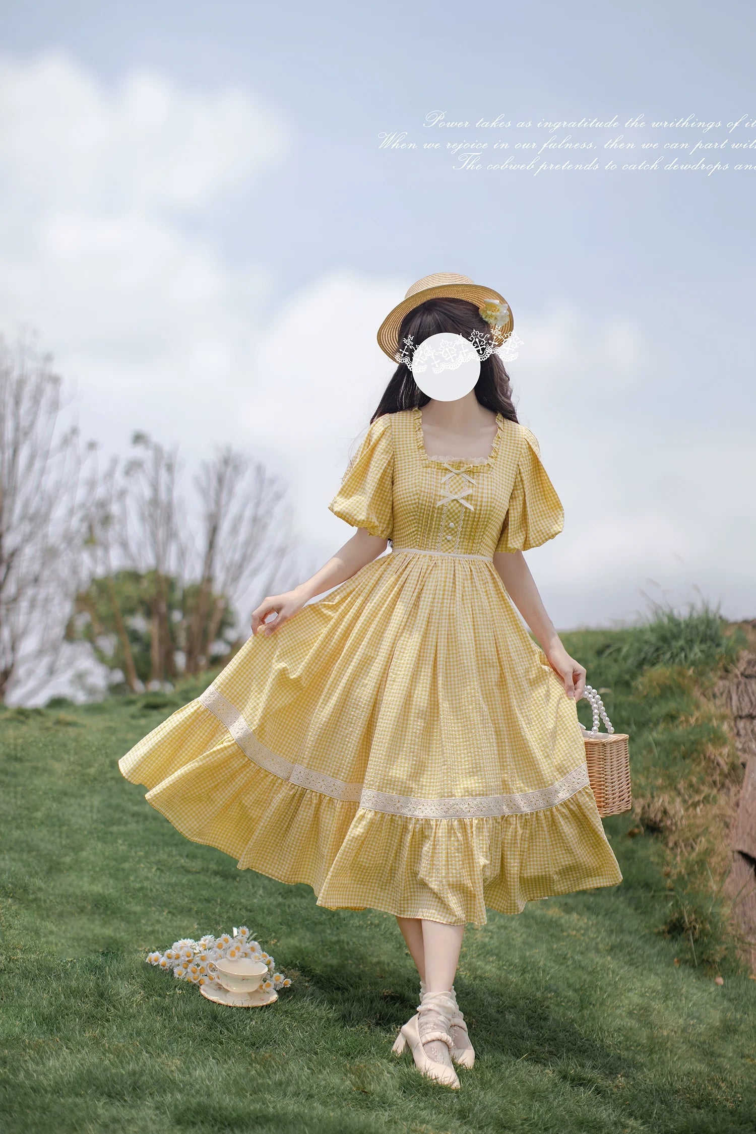 Belle - Yellow Lolita OP Dress Set with Apron - image 4