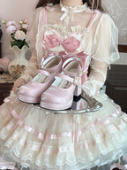 Dreamlike Lily of the Valley - Classic Lolita Platform Shoes with Back Large Bow - image 12
