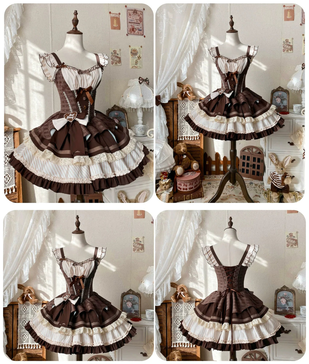 Thin Choco - Sweet Lolita Petite JSK Puffy Mini Dress KC - image 27