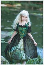 Cyan - Morning of Pine Forest - Elegant Lolita Bear Print Skirt - image 15