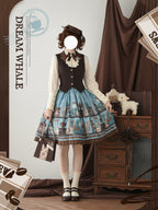 Coffee Bookshelf - Classic Lolita JSK and SK Set, Coffee Cup and Book Print - image 16