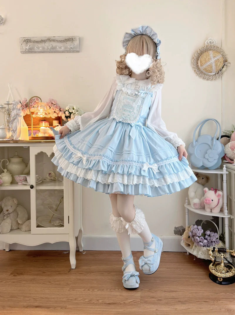 Sweet Bear - Kawaii Lolita JSK Dress Embroidery Flounce Hem - image 20