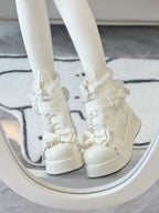 Bunny Tail - Fuzzy Kawaii Lolita Snow Boots, Detachable Plush Bow - image 13