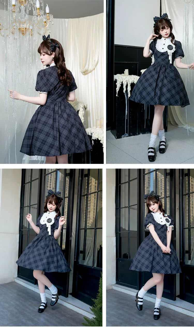 Showa Girl - Classic Lolita Showa Retro Idol Plaid OP Dress - image 6