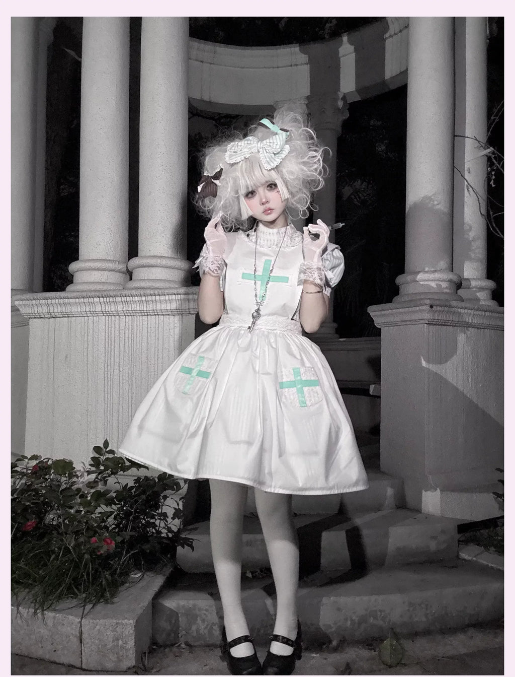 Mint Prescription - Old School Lolita Striped OP Dress, Electrocardiogram Trace and Accessories - image 20