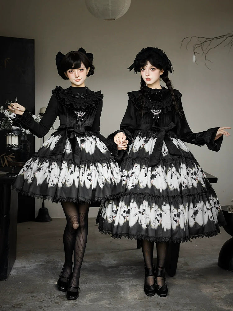 Dead Leaf Butterfly Gothic Lolita JSK and OP Dress Set - image 1