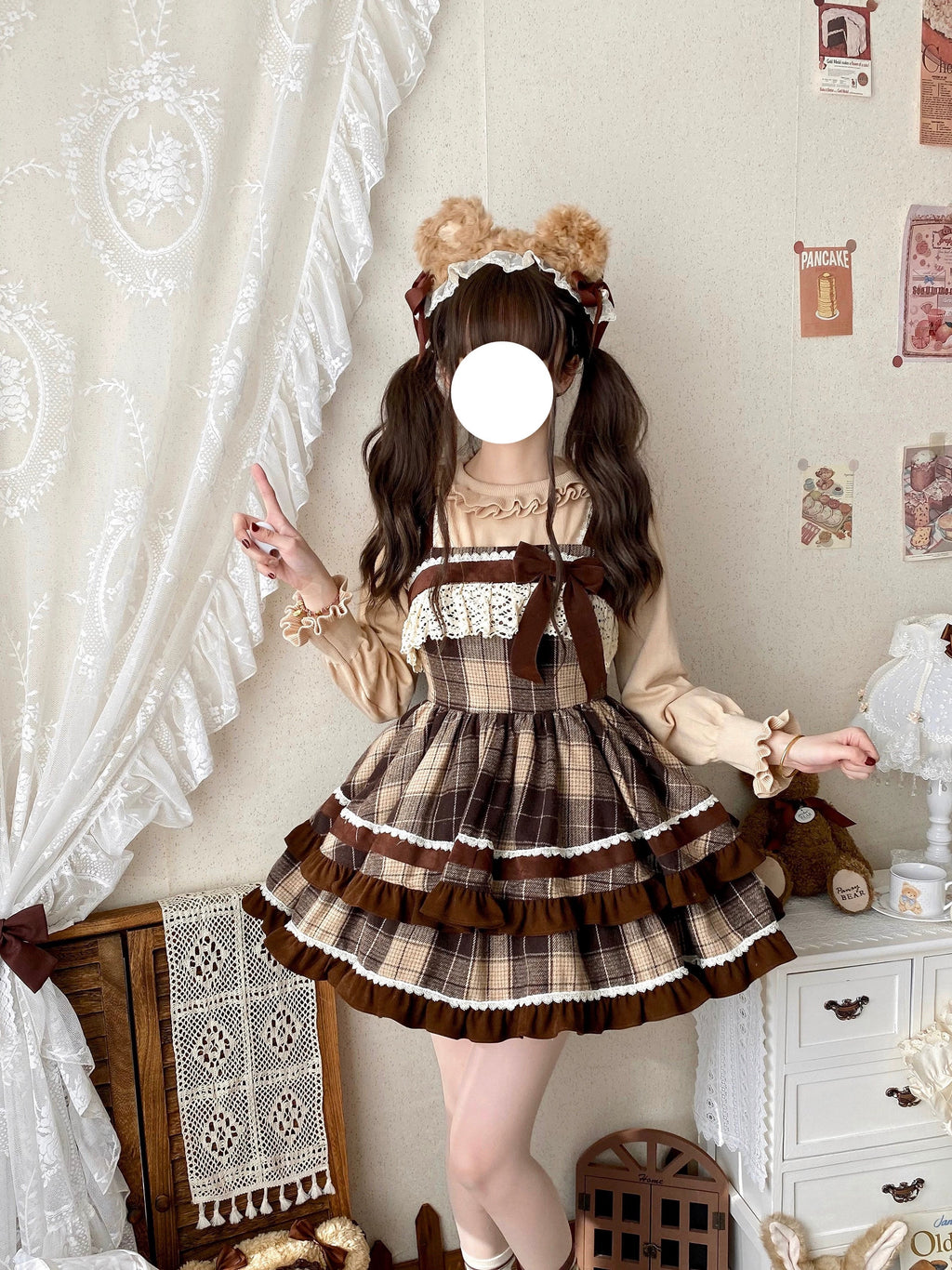 Caramel Cocoa - Sweet Lolita JSK Plaid Design Autumn and Winter Dress - image 2
