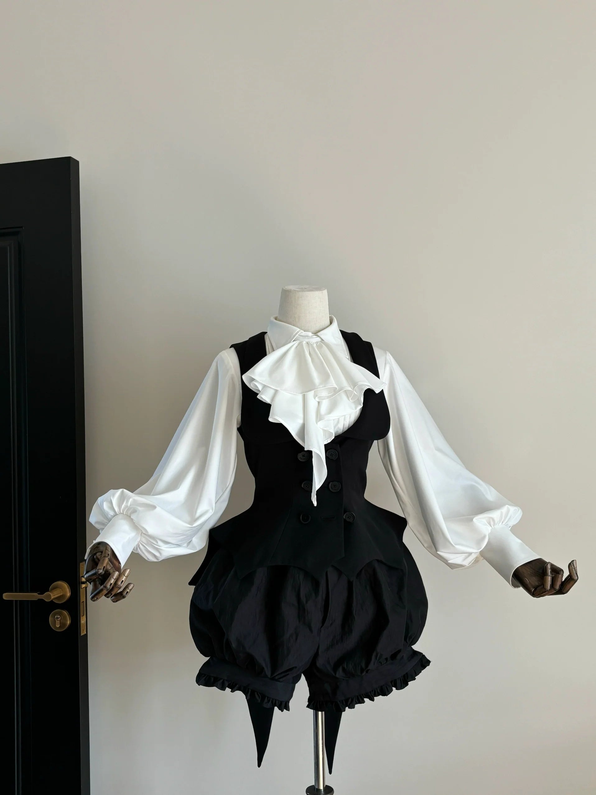 Final Nocturne - Black Gothic Lolita Vest, Bat-Wing Shape - image 9