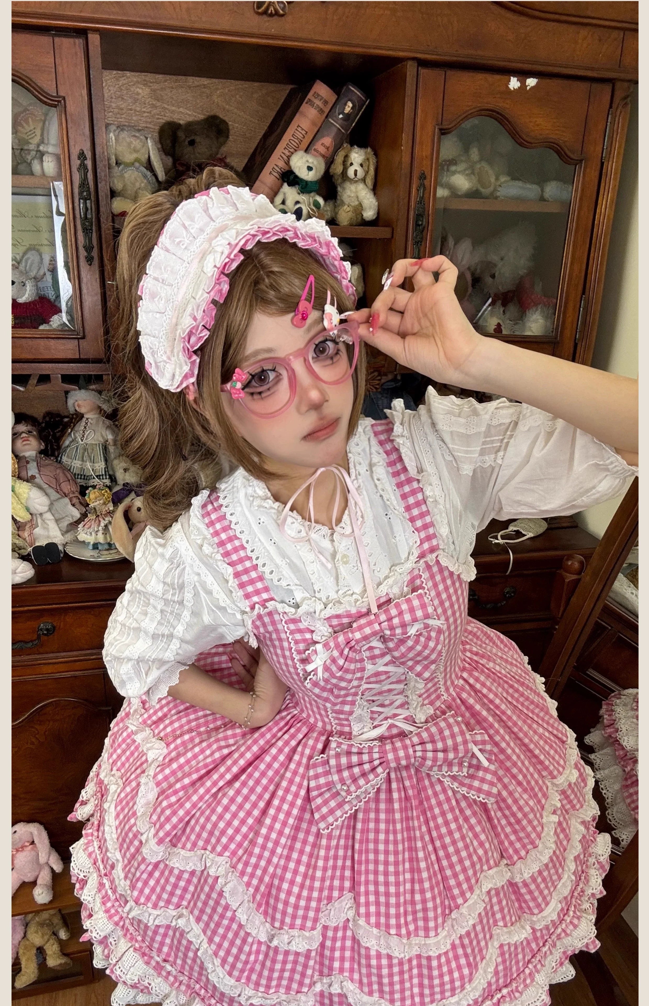 Plaid Baileys - Pink Plaid Old School Lolita JSK Dress - image 25