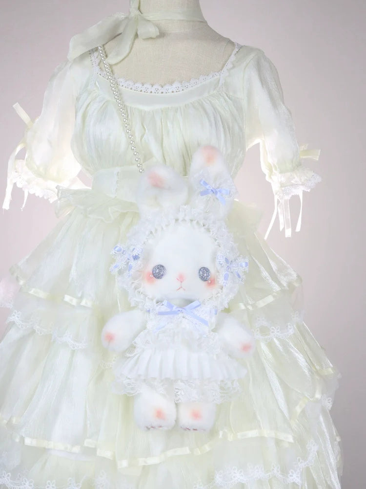 Posable Plush Bunny Lolita Bag with Detachable Pearl Chains - image 3