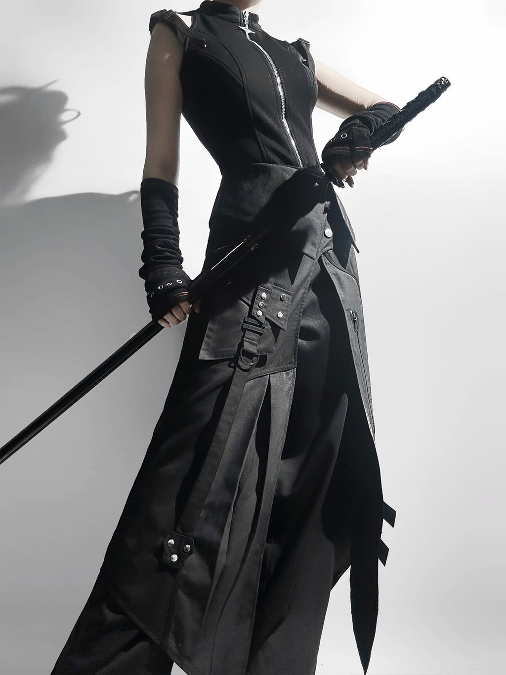 Nightblade Black Ouji Lolita Apron Pants Suit - image 1